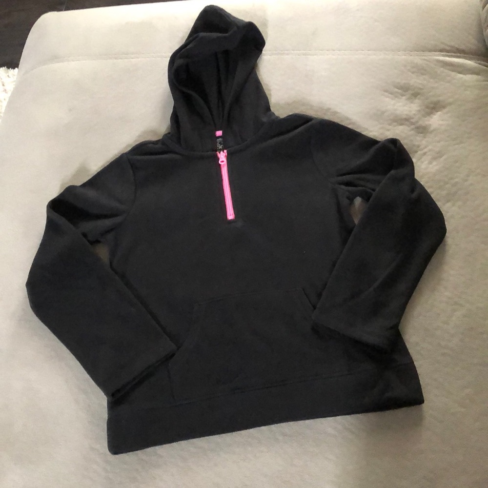 SO Fleece Girls Size 8 1/2 Black Pink Zipper Half Zip NWT‎